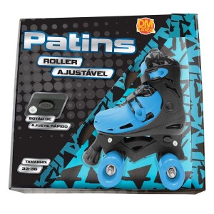 PATINS ROLLER AJUSTÁVEL AZUL E PRETO - DMR6050M