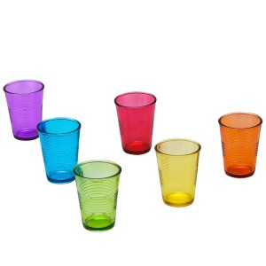 CONJUNTO 6 COPOS DE VIDRO PARTY COLORIDOS 250ML - LYOR 6100