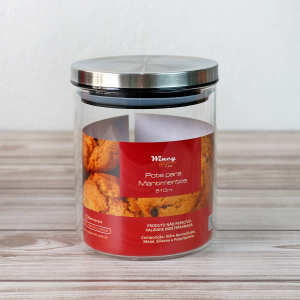 PORTA MANTIMENTOS COM TAMPA DE METAL E SILICONE 610ML - VDA04083