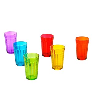 CONJUNTO 6 COPOS DE VIDRO XADREZ COLORIDOS 325ML - LYOR 6358