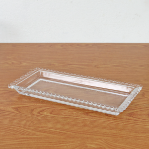 CENTRO DE MESA DECORATIVO DE VIDRO COM DETALHES NA BORDA 30CMX13CMX3CM - 3553