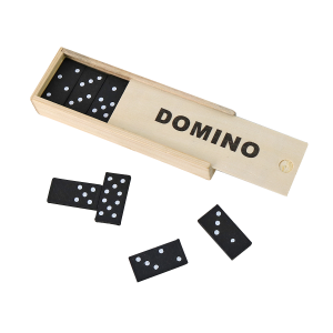 JOGO DE DOMINÓ CAIXA E PEÇAS DE MADEIRA COM 28 PEÇAS 14,5X4,5X2,5CM  - 3781