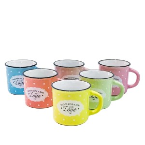 CONJUNTO COM 6 CANECAS CERAMICA 75ML POA COLORIDA - CEC01025