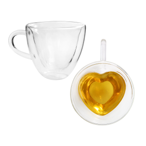XÍCARA DE CAFÉ PAREDE DUPLA DE VIDRO CORAÇÃO 100ML - 210606