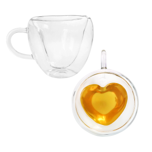 XÍCARA DE CAFÉ PAREDE DUPLA DE VIDRO CORAÇÃO 200ML - 211606