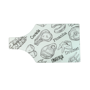 TÁBUA DE CORTE DE VIDRO TEMPERADO COM DESENHOS 34,5X18,5CM - CZ35X19-B