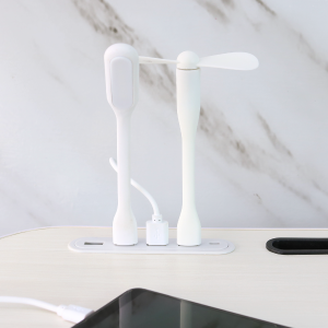 MESA PORTÁTIL DE MDF 60X40X28CM COM USB MINI VENTILADOR E MINI LUMINÁRIA - 21631-BR