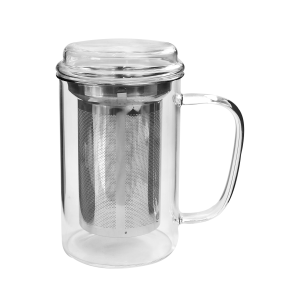 COPO DE VIDRO COM INFUSOR PARA CHÁ COM TAMPA 500ML - 3229