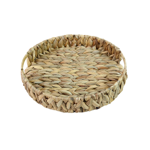 BANDEJA DE PALHA ENTRELAÇADA E BASE DE METAL REDONDA 34CMX5,5CM - 2094