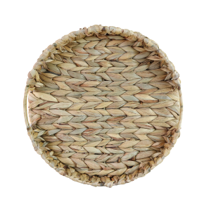 BANDEJA DE PALHA ENTRELAÇADA E BASE DE METAL REDONDA 34CMX5,5CM - 2094