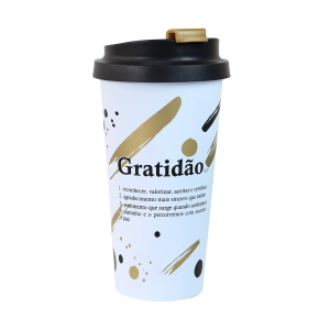 COPO TÉRMICO COM FRASE GRATIDÃO DE PLÁSTICO 500 ML - CS0055-B