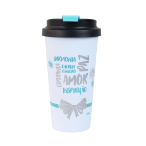 COPO TÉRMICO COM FRASE HARMONIA,PAZ,ESPERANÇA,AMOR DE PLÁSTICO 500 ML - CS0069-E