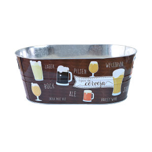 BALDE DE GELO DE METAL RETANGULAR PARA CERVEJA 7,6L DECORADO - CA12216-D