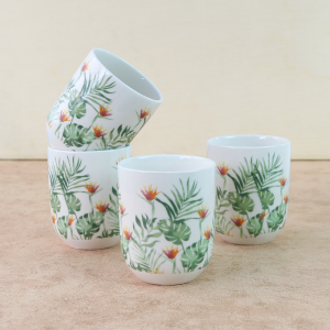 CONJUNTO DE 04 CANECAS ORIENTAL PARA CHÁ DE PORCELANA 150ML - CN0001-A