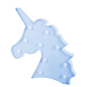LUMINARIA PARA DECORACAO UNICORNIO 24,5X25,5X3CM A PILHA AZUL