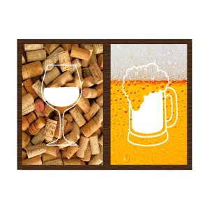 PORTA ROLHAS E TAMPINHAS COR MOGNO TACA E CANECA 30 X 40