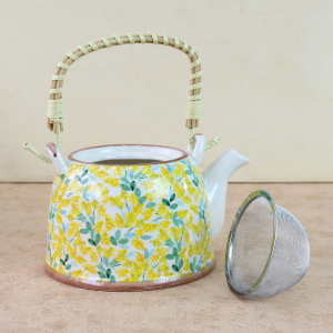 BULE CHALEIRA COM INFUSOR CERÂMICA  FLORAL COM ALÇA 600ML - BUL0001-F