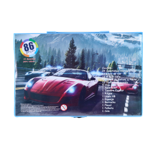 ESTOJO ESCOLAR 86 PECAS MENINO CARRO VERMELHO - MT86BOY-VM