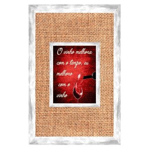 QUADRO PORTA ROLHAS 30X45CM MOLDURA BRANCO O VINHO MELHORA