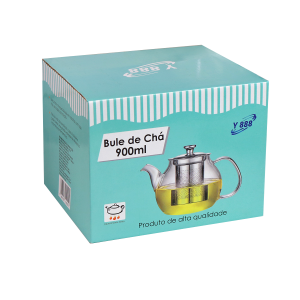 CHALEIRA EM VIDRO COM INFUSOR INTERNO E TAMPA EM INOX 900 ML - 75258