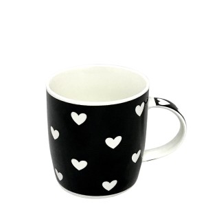 CANECA EM PORCELANA CORACAO PRETA 300 ML - GDZPX0805