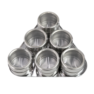 PORTA CONDIMENTO INOX MAGNÉTICO COM 6 PORTAS TEMPEROS - HB506