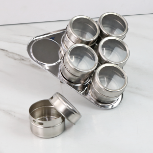 PORTA CONDIMENTO INOX MAGNÉTICO COM 6 PORTAS TEMPEROS - HB506