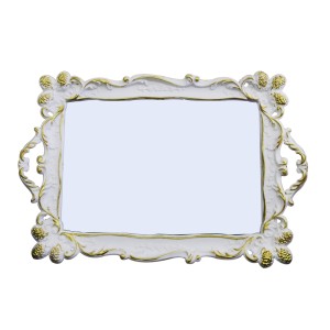 BANDEJA DECORATIVA ESPELHADA COM ALÇA ESTAMPA ENVELHECIDA 41X26.5CM - 92834-DOU