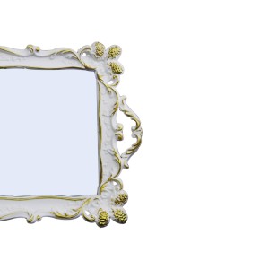 BANDEJA DECORATIVA ESPELHADA COM ALÇA ESTAMPA ENVELHECIDA 41X26.5CM - 92834-DOU