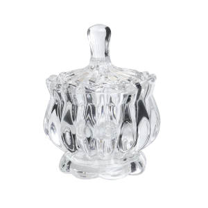 BOMBONIERE DE VIDRO INCOLOR DETALHADO COM TAMPA 9X12CM - HD67111