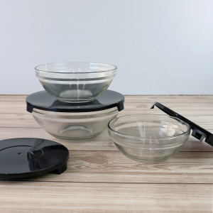 JOGO DE POTE DE VIDRO COM TAMPA  3 PEÇAS - VDA1305-PT