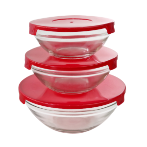 JOGO DE POTE DE VIDRO COM TAMPA  3 PEÇAS - VDA1305-VM