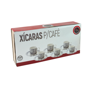 CONJUNTO DE 06 XÍCARAS PARA CAFÉ DE PORCELANA BLUE FLORAL 50ML - 8328