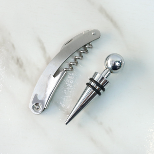 KIT PARA VINHO DE METAL COM 02 PEÇAS - 3084