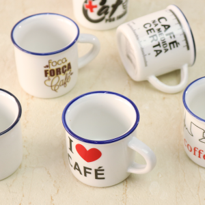 JOGO COM 6 CANECAS DE PORCELANA ESTAMPAS SORTIDAS 50ML - HD53201