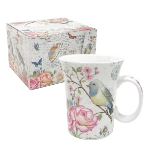 CANECA PASSAROS 320ML DE PORCELANA COM CAIXA MODELO D