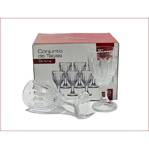 JOGO DE TAÇA DE VIDRO 95 ML COM 6 PEÇAS LINHA SINTRA - VDA03039