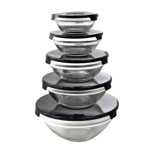 JOGO DE POTE DE VIDRO COM TAMPA 5PÇS - VDA1303-PT