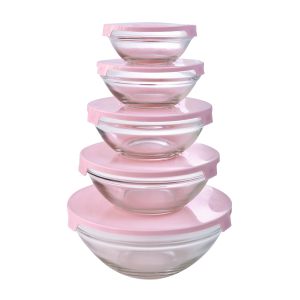 JOGO DE POTE DE VIDRO COM TAMPA 5PÇS - VDA1303-RS