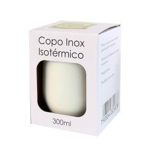 COPO ISOTÉRMICO DE INOX COM TAMPA TRANSPARENTE 300ML - GDR0587-BR