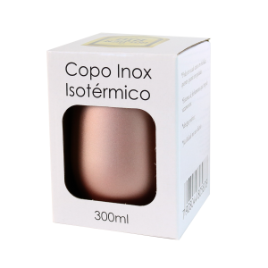 COPO ISOTÉRMICO DE INOX COM TAMPA TRANSPARENTE 300ML - GDR0587-GR