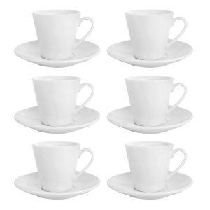 CONJUNTO DE XÍCARAS E PIRES DE PORCELANA 12 PEÇAS 80ML - PRC01185