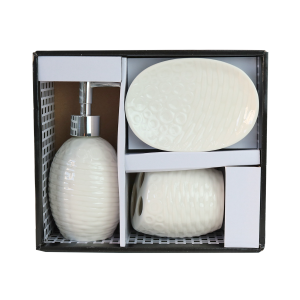 JOGO DE BANHEIRO DE PORCELANA COM 3 PEÇAS 350ML - SXHW5081