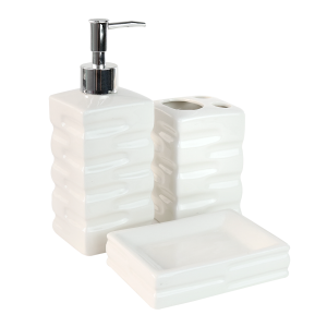 JOGO DE BANHEIRO DE PORCELANA COM 3 PEÇAS 450ML - SXHW5085