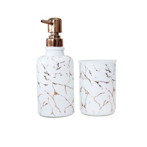 JOGO PARA BANHEIRO DE VIDRO ESTAMPA MARMORIZADA 02 PÇS - SXYZ5107-GR