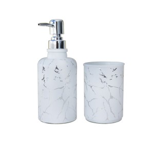 JOGO PARA BANHEIRO DE VIDRO ESTAMPA MARMORIZADA 02 PÇS - SXYZ5107-PTA