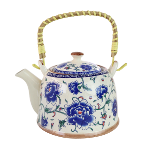 JOGO DE BULE COM INFUSOR DE CERÂMICA ORIENTAL DECORATIVA COM 6 COPOS - CEC02002-B