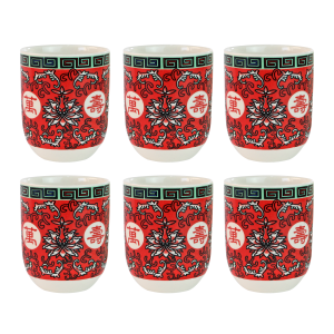 JOGO DE BULE COM INFUSOR DE CERÂMICA ORIENTAL DECORATIVA COM 6 COPOS - CEC02002-F