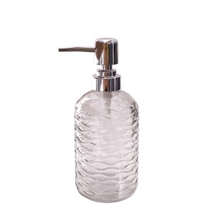 PORTA SABONETE LIQUIDO VIDRO TRANSPARENCIA ROSA REDONDO 380ML