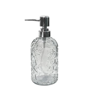 PORTA SABONETE LIQUIDO VIDRO TRANSPARENTE 380ML MODELO D